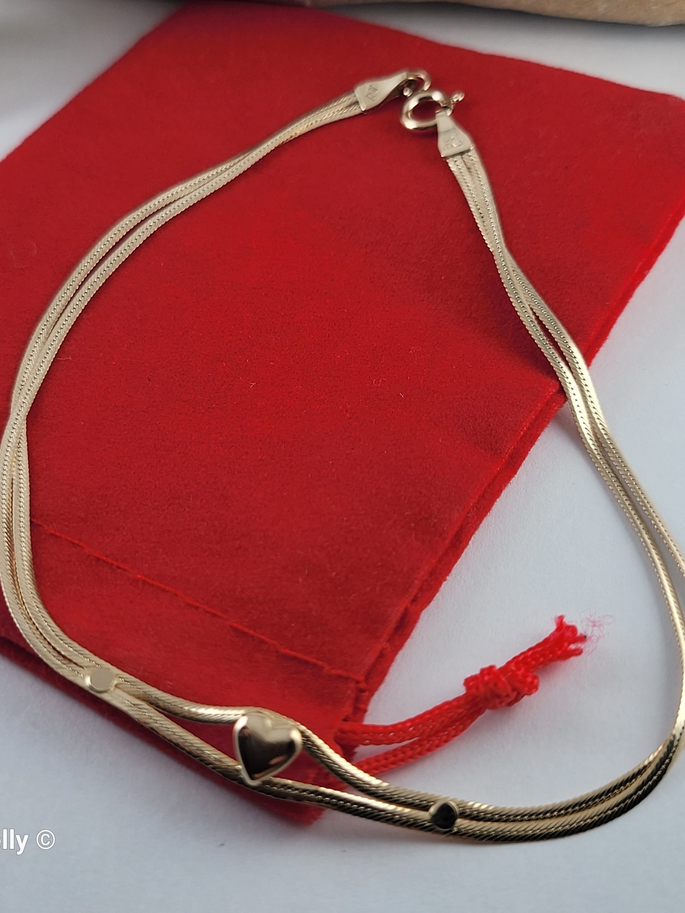 Italy 14K Solid Gold Two Strand Heart Cuban Mini Link Bracelet or Anklet 👌🎁